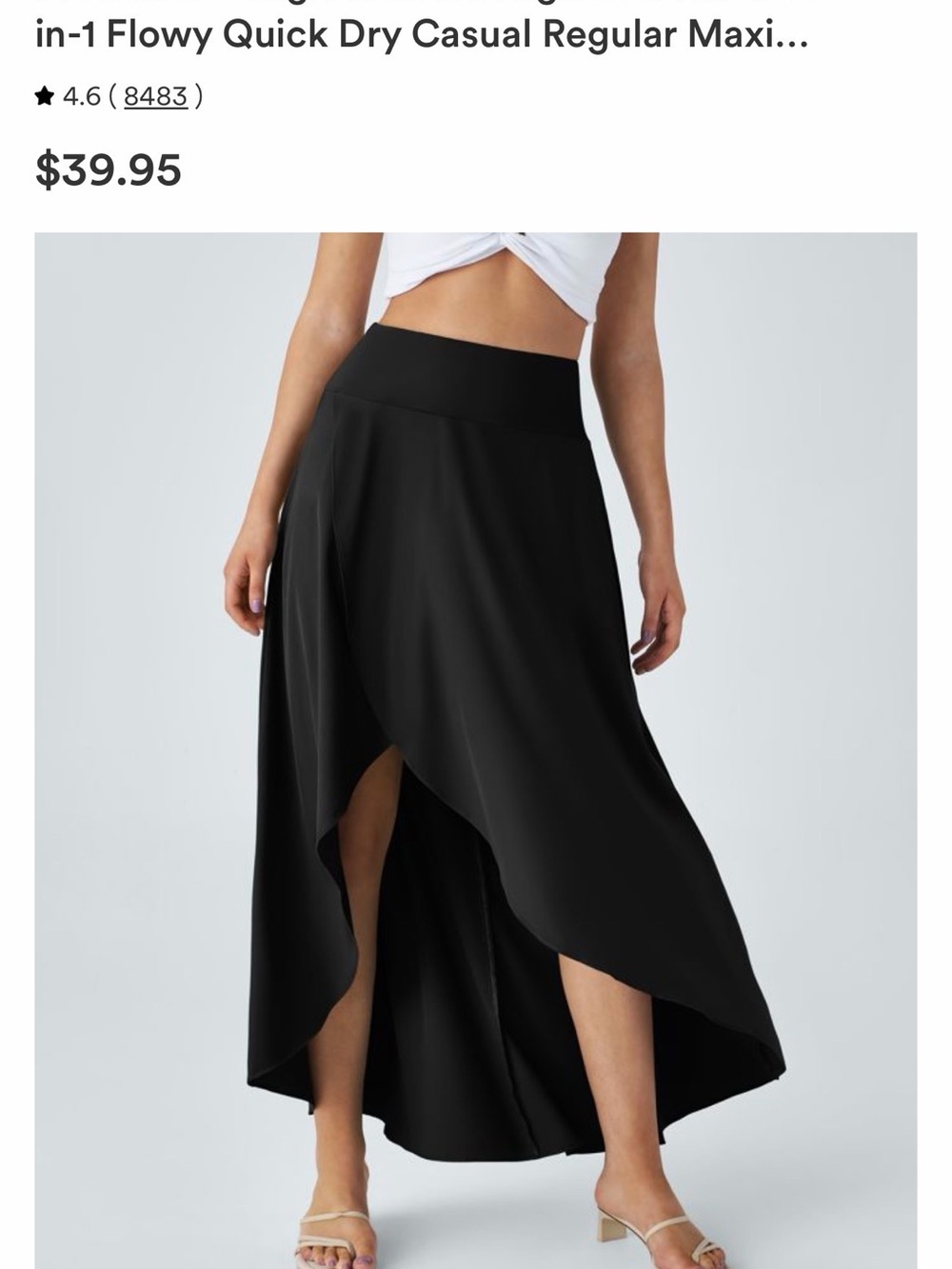 HALARA Black High-Low Flowing Maxi Skirt